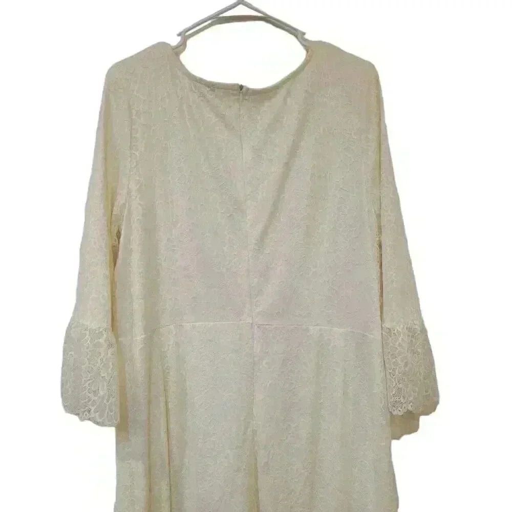Sweet Salt Women's Ivory Stretch Lace Lined Modest Dress - Picture 9 of 13